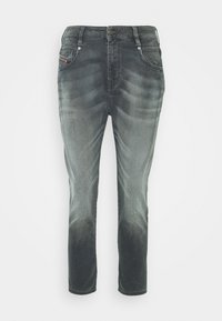Mörkgrå denimjeans med slim fit, med blekda detaljer och fem fickor. Tillverkade av tyg med en mjuk textur.