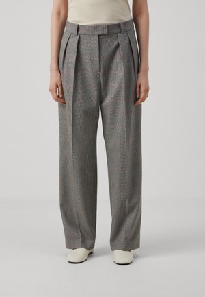 CHECK RELAXED STRAIGHT  - Kelnės - texture grey