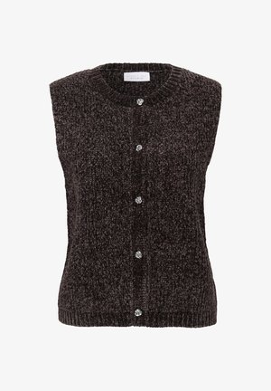 Street One Studio, KNITTED VEST WITH A ROUND NECK AND BUTTONS - Veste sans manches - charred brown