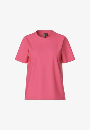 Ružičasta majica kratkih rukava od glatkog materijala, s okruglim izrezom i opuštenim krojem minimalističkog dizajna.