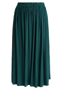 Gonna maxi plissettata in teal. Caratterizzata da una vita elasticizzata e un design fluido con pieghe verticali per una maggiore texture e movimento.