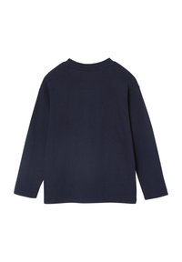 Langärmliges, dunkelblaues Baumwoll-T-Shirt mit Rundhalsausschnitt und lässigem Schnitt, ohne sichtbare Logos oder Muster.