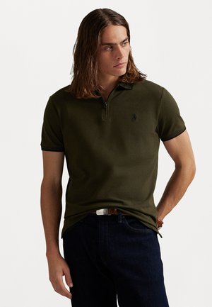CUSTOM SLIM FIT STRETCH MESH POLO SHIRT - Pikeepaita - company olive