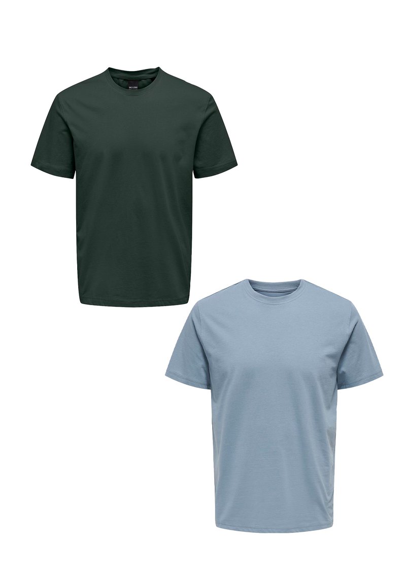 Only & Sons 2ER-PACK RUNDHALS KURZARM - T-Shirt basic - grün blau