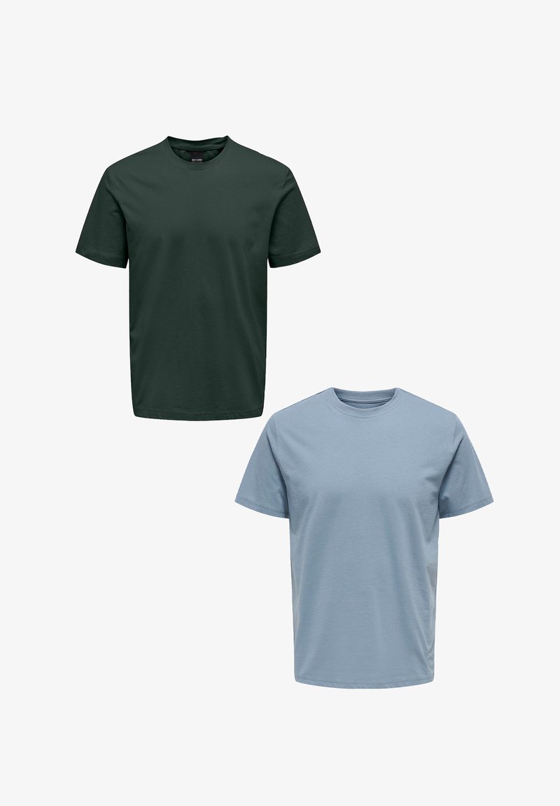 Only & Sons 2ER-PACK RUNDHALS KURZARM - T-Shirt basic - grün blau