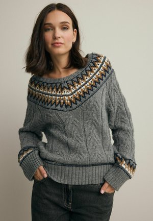 Next FAIRISLE CABLE - Maglione - grey