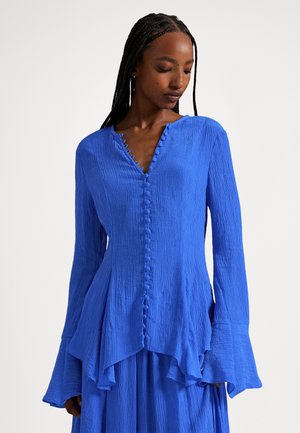 CRINKLED BUTTON-FRONT TOP - Bluză - indigo sky