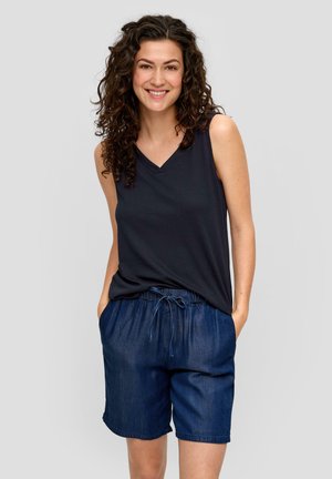 MIT V AUSSCHNITT - Top - navy