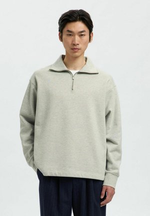 SLHRELAXARON HALF ZIP - Ikdienas džemperis - light grey melange