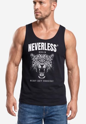 Neverless, TANKTOP HERREN MIT GRAFIK-PRINT - DESIGN JAGUAR - TRÄGERSHIRT - Top - schwarz