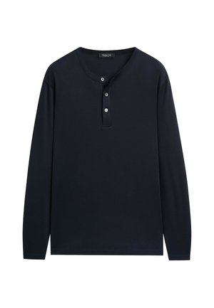 Massimo Dutti, 100% COTTON LONG SLEEVE HENLEY T-SHIRT - T-shirt à manches longues - dark blue