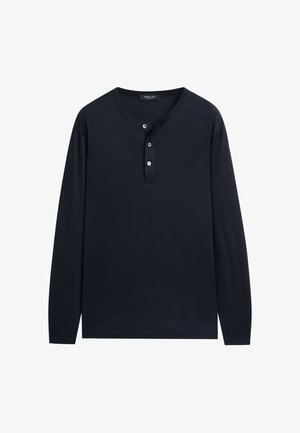Massimo Dutti, 100% COTTON LONG SLEEVE HENLEY T-SHIRT - Maglietta a manica lunga - dark blue