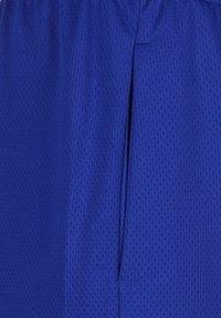 Blaue Sportshorts aus strukturiertem Mesh-Gewebe, mit elastischem Bund und einer diskreten Seitentasche. Geeignet für Sport und Freizeit.