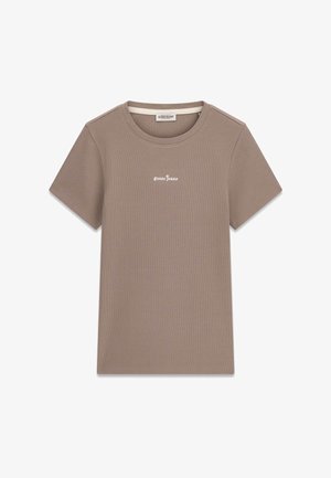 Guess Jeans, T-SHIRT MIT GESTICKTEM LOGO - T-shirt basique - beige