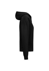 Felpa nera con cappuccio, tasca frontale, cappuccio con cordino e polsini a costine. Realizzata in tessuto morbido, con un design semplice e uniforme.