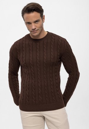 CABLE CNECK - Jersey de punto - dark brown