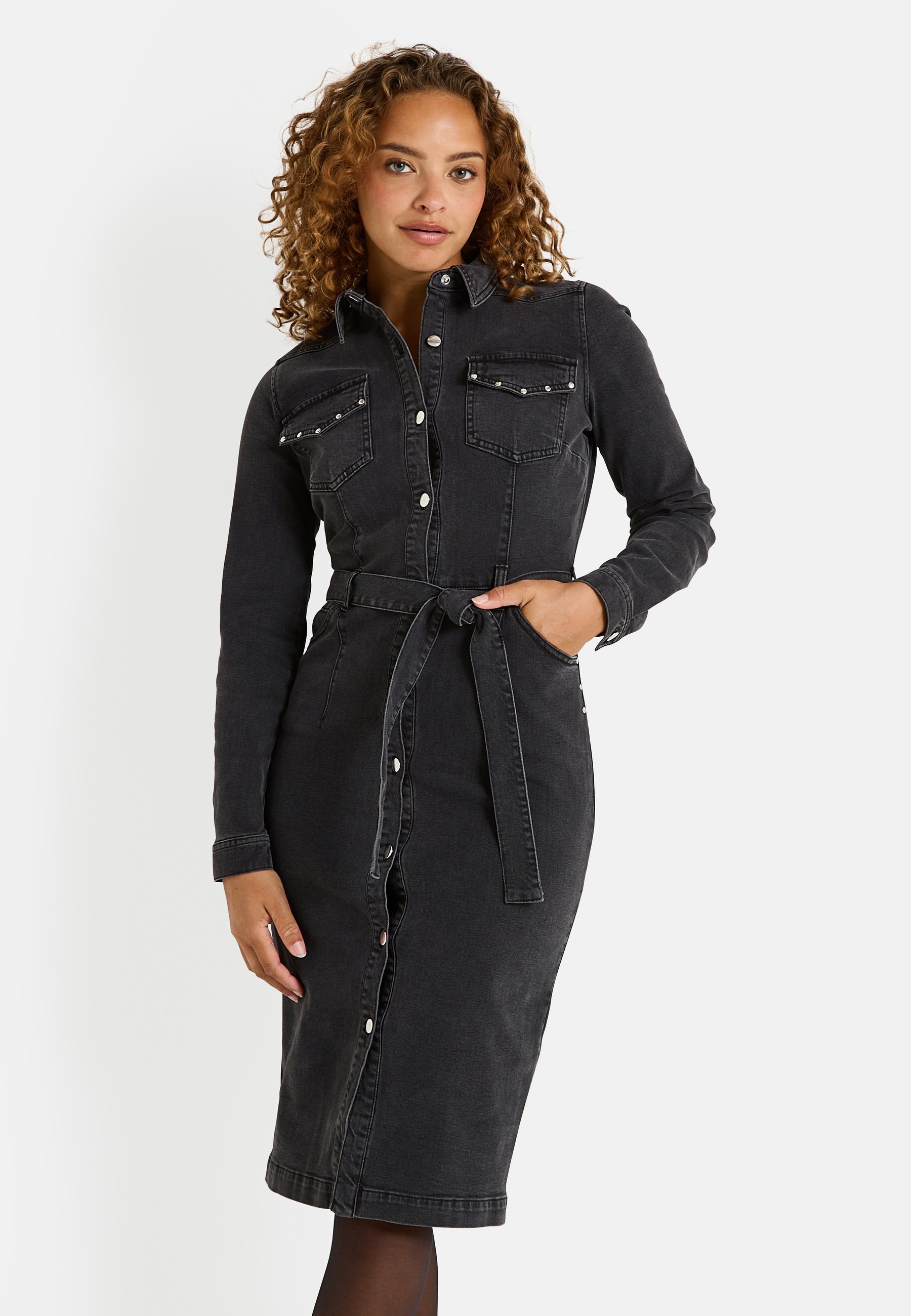 Grain de Malice Robe en jean dark grey/denim gris