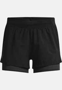 Czarne shorts sportowe z siateczkowym podszyciem i elastycznym pasem, charakteryzujące się warstwowym designem dla dodatkowego komfortu i swobody ruchów.