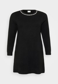 CARABBY LIFE BLING SHORT O NECK DRESS - Pletené šaty - black/silver-coloured