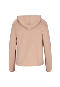 Capuchon sweatshirt van zacht beige stof, met lange mouwen, een relaxte pasvorm en naadloze constructie zonder zichtbare logo's of accenten.