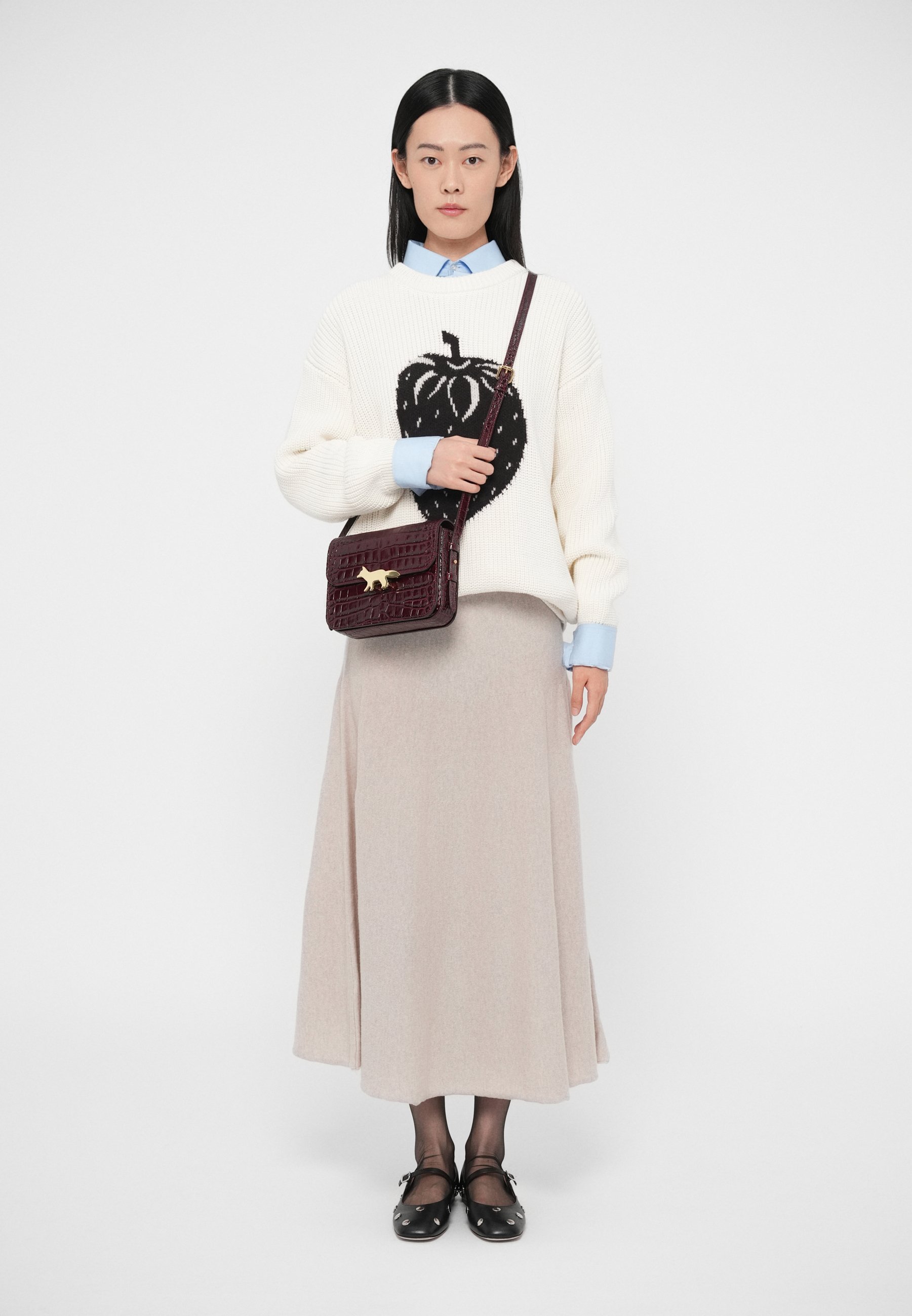 Maison Kitsuné EDIE BAG - Cross body bag - mahogany red/dark red