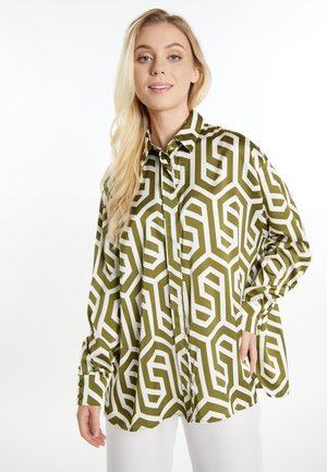 Button-down blouse - wollweiss oliv