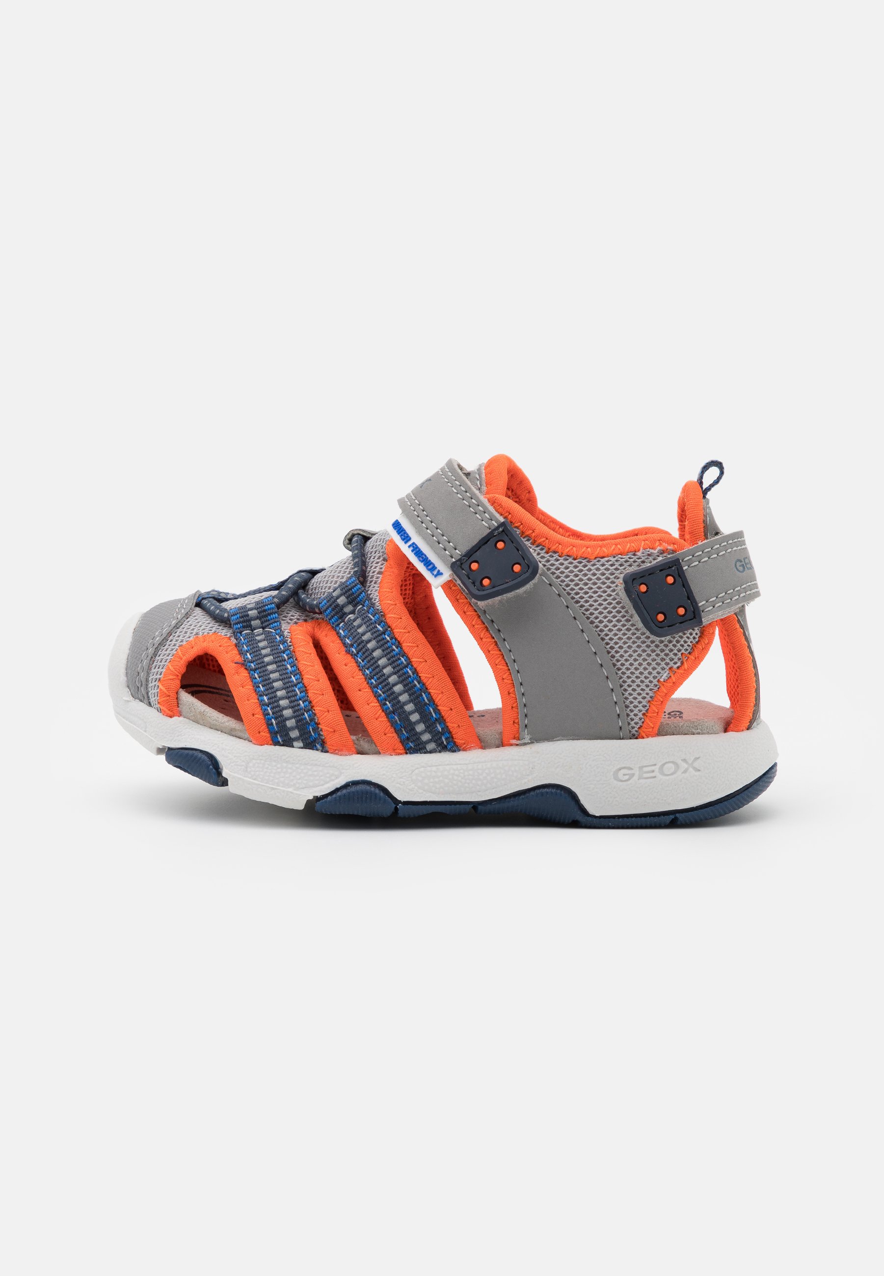 Geox MULTY BOY - Riemensandalette - grey/fluo orange/grau