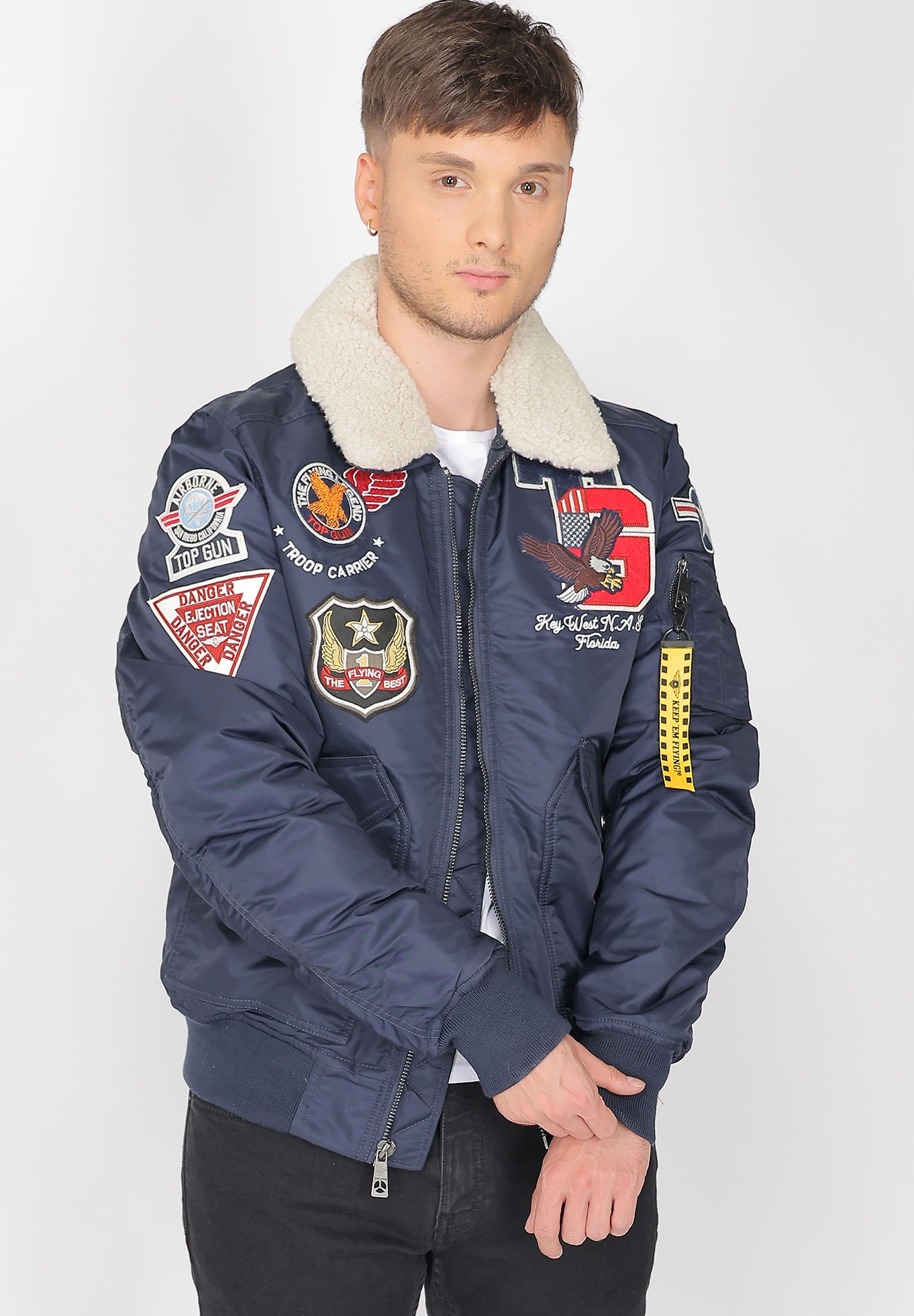 Top Gun Alpha Industries Bomberjacke Dunkelblau TOP GUN MIT KRAGEN
