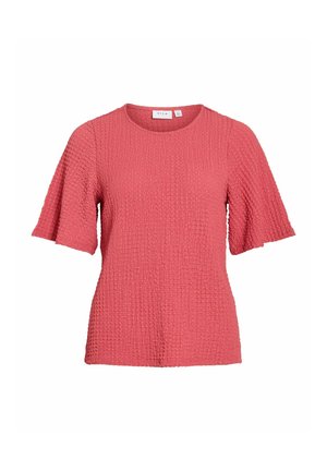 VILA, SHORT SLEEVED TOP VIBOTTA ROUND NECK - Blouse - holly berry