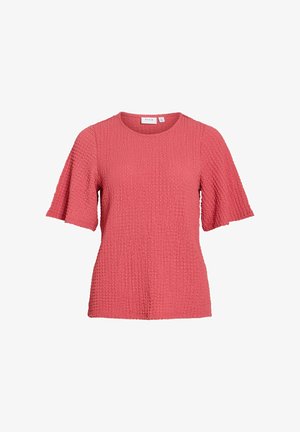 VILA, SHORT SLEEVED TOP VIBOTTA ROUND NECK - Camicetta - holly berry