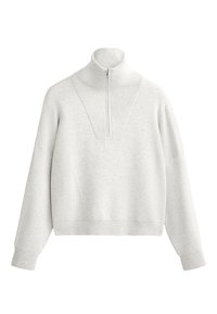 RIB KNIT HALF-ZIP - Striktrøje - mottled light grey