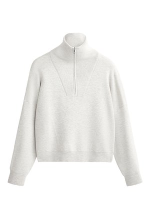 OYSHO RIB KNIT HALF-ZIP - Pulover - mottled light grey