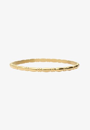 Bracelet en or avec une forme douce et arrondie, comportant des segments alternant entre des zones nervurées et lisses, créant un motif texturé.