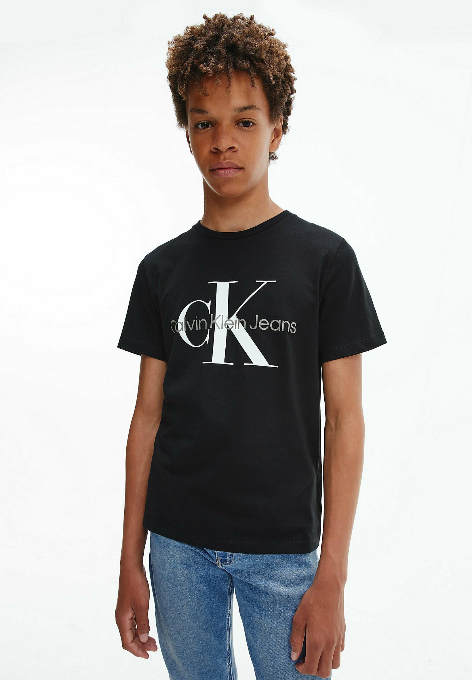 Calvin Klein Jeans MONOGRAM - T-shirt con stampa - black dew grey/grigio  scuro - Zalando.it