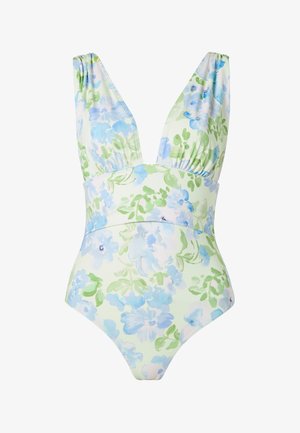 Malina, ALVINA OPEN BACK PLUNGE SWIMSUIT - Badedragt - pastel floral pistachio