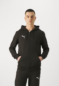 Puma - TEAMGOAL CASUALS HOODED JACKET - Mikina so zipsom - black/white Miniatúrny obrázok 1