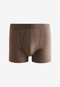 Boxer-briefs marron en tissu doux et texturé, avec une large ceinture élastique sur laquelle le nom de la marque "NEXT" est subtilement embossé.