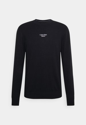 STACKED LOGO CREW NECK SWEATER UNISEX - Neule - ck black