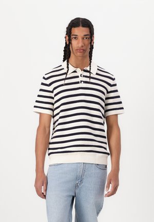 STRIPE - Polo - white/navy