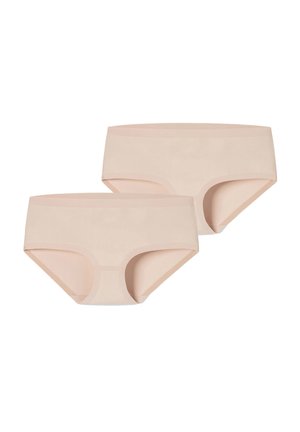 Culottes hipster beiges en tissu lisse et extensible avec une taille mi-haute et des coutures minimales pour un look sans couture. Deux paires incluses.