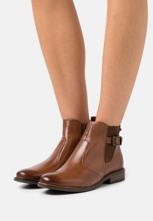 LEATHER - Korte laarzen - cognac