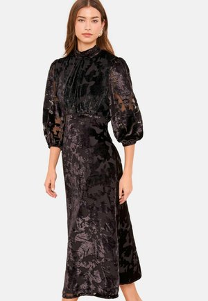 PETITE FIT - DEVORE PUFF SLEEVE MIDI - Denné šaty - black