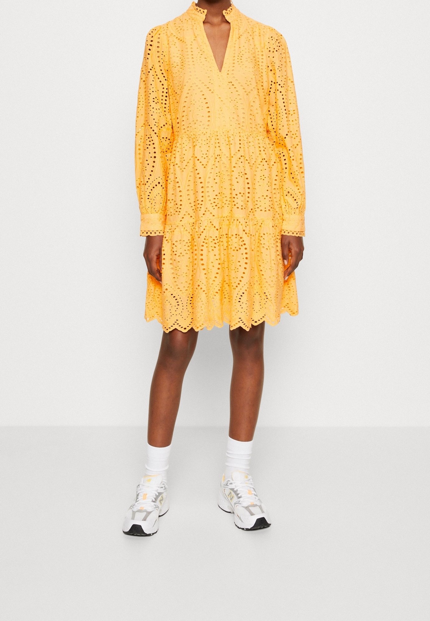 open lace back dress Y.A.S Scarlet Floral Print Shirt Midi Dress, Orange & Pink