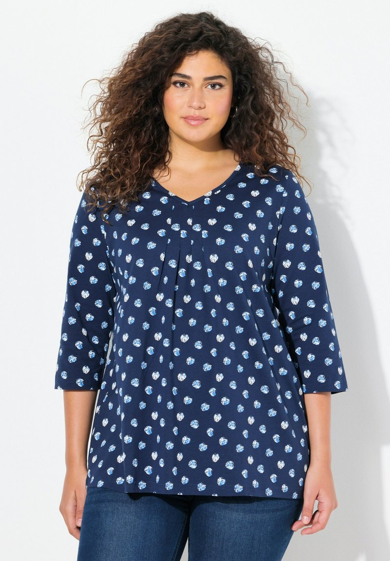 Ulla Popken MINIMAL PRINT 3/4 SLEEVE - Långärmad tröja - inky blue