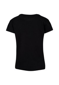 Sort kortærmet T-shirt lavet af blødt bomuld, med rund halsudskæring og en lige pasform, uden synlige logoer eller mønstre.