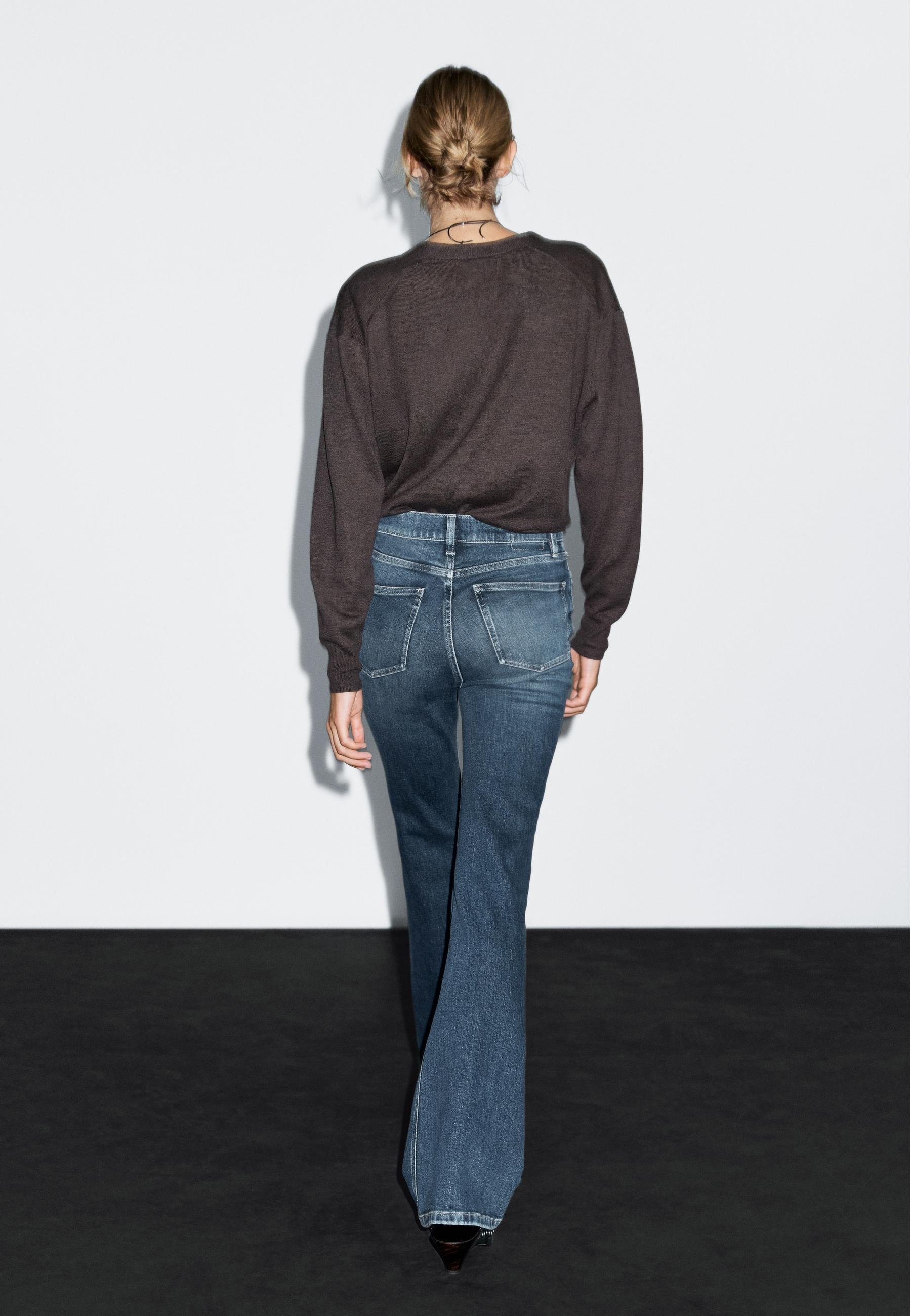 Massimo Dutti HIGH WAIST - Flared Jeans - blue denim