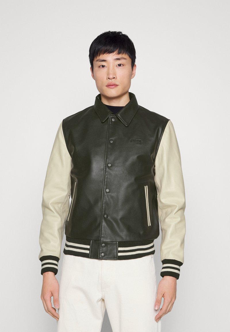Schott LCCOACH VARS - Chaqueta de cuero - black/off-white/negro ...