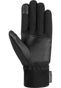 Sorte handsker med læderpalme, tekstilbag og elastisk manchet. Har et struktureret greb og en tætsiddende pasform for varme og beskyttelse.