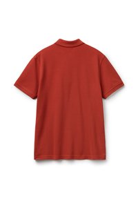 Polo a maniche corte da uomo in rosso ruggine, realizzato in cotone morbido. Caratterizzato da un colletto tradizionale e un design pulito e minimalista.