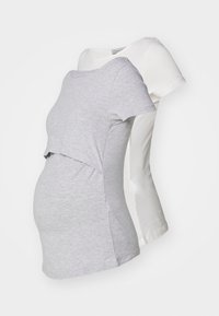 2 PACK - T-shirts basic - mottled light grey/white